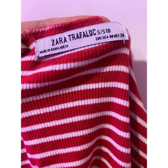 Zara Red White Striped Crop Top - Picture 2 of 5